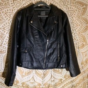 Primark Black Leather Zip-Up Jacket